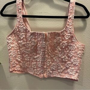 Pink floral crop top